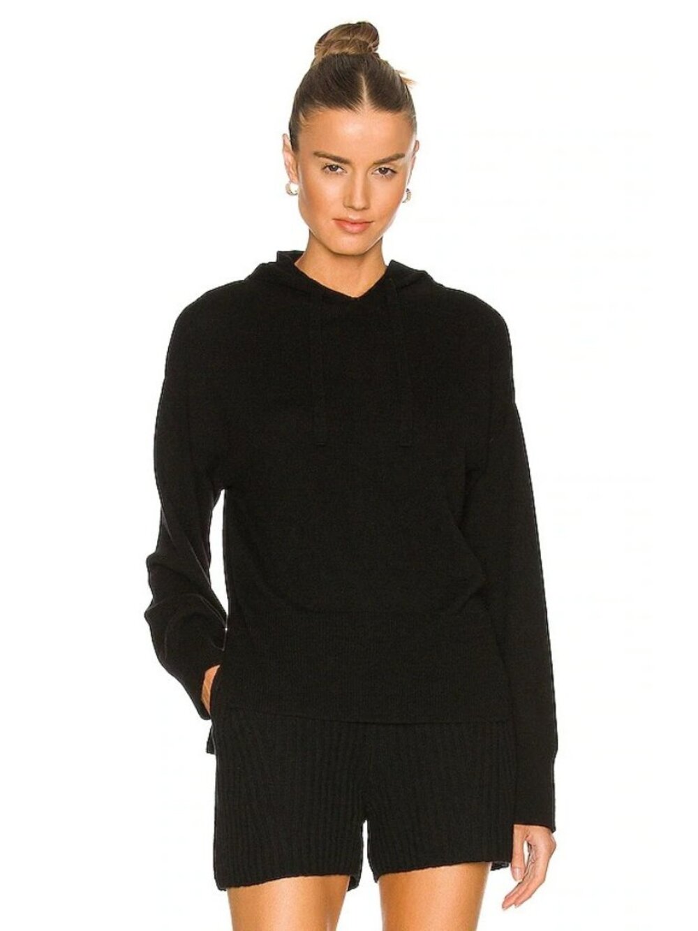 Weekend Stories Aubrianna Recycled Cashmere Hoodie in Black